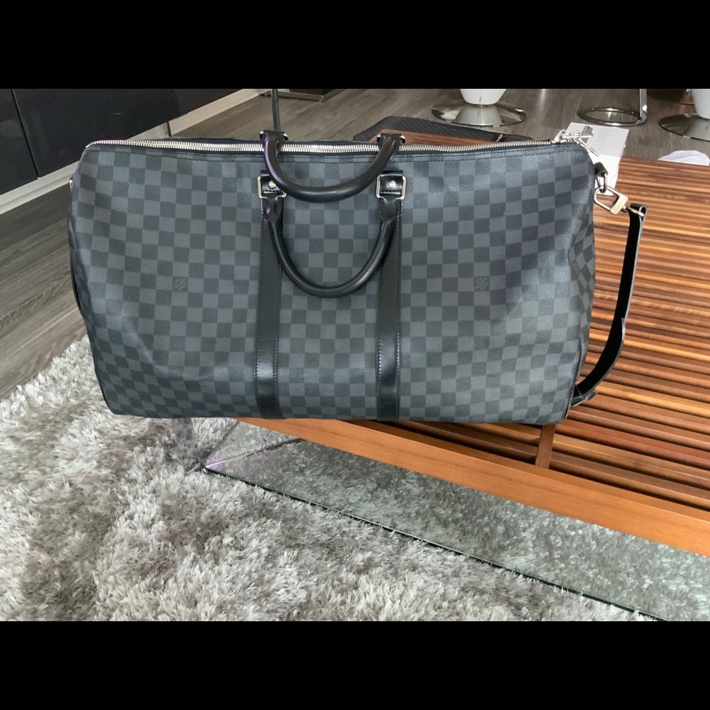 louis vuitton duffle bag, size 55 keepall, black